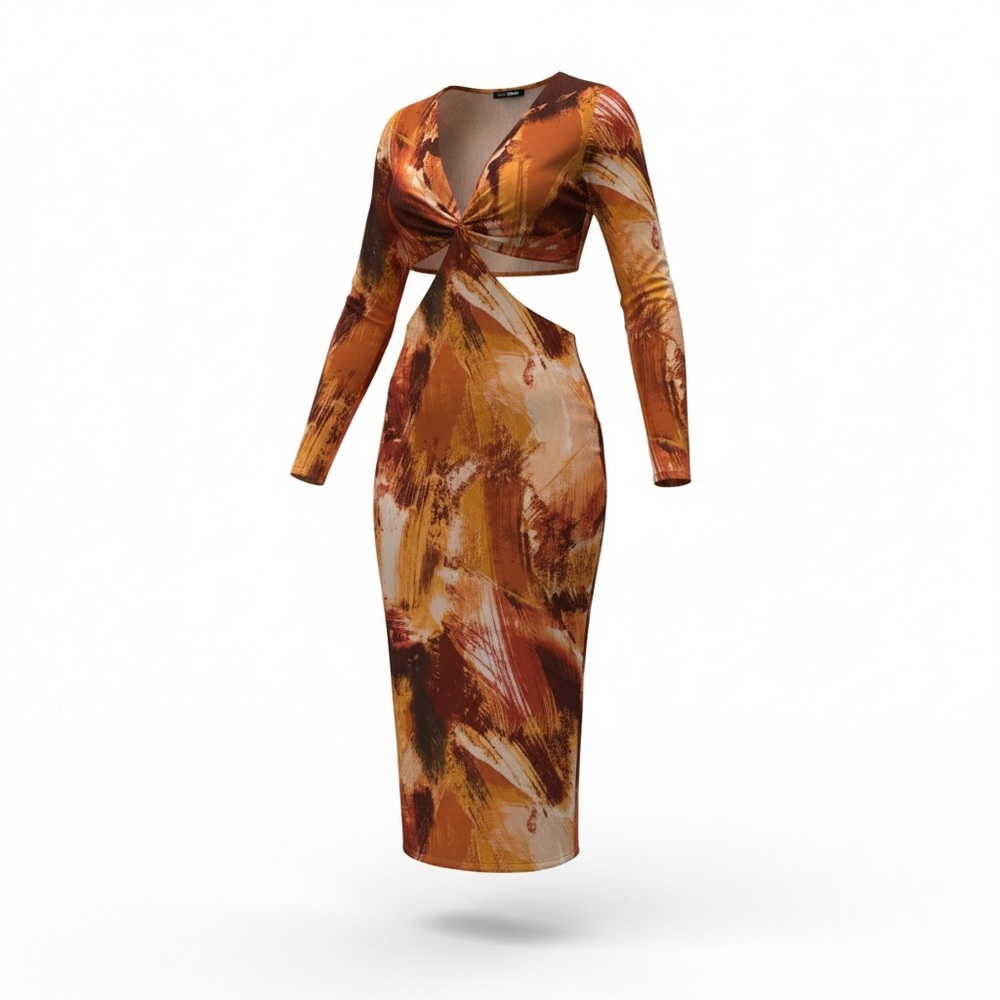 Fashion Nova Multicolor Long Sleeve Dress